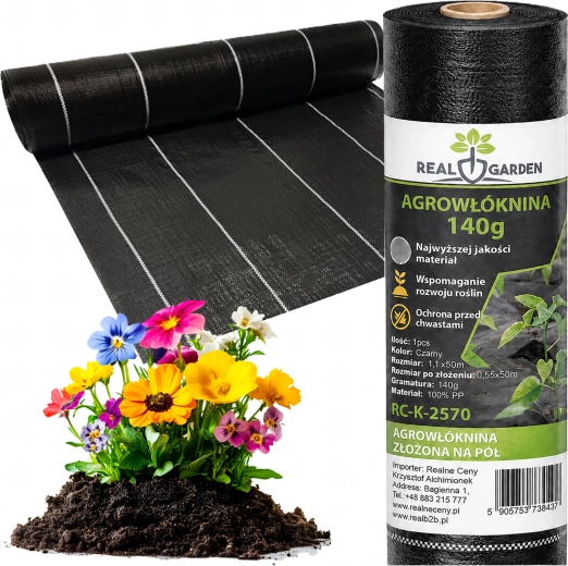 Sort ukrudtsdug (agrotextil) 140 g/m² 1,1 × 50 m (UV)