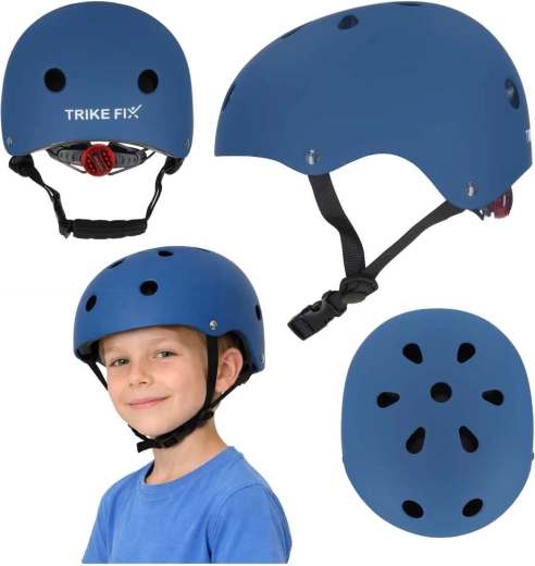 Cykelhjelm til børn med LED TRIKE FIX, størrelse M (55–58 cm), mørkeblå