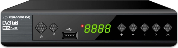 Digital tuner og dekoder Esperanza DVB-T2 H.265/HEVC med display