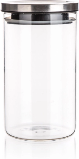 Glaskrukke FREIA rund 1,1 l med låg i rustfrit stål