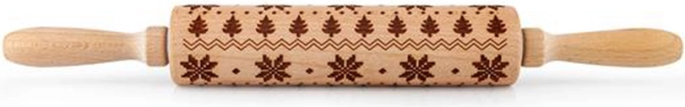 Træ-embosseret kagerulle med snefnug 19 cm