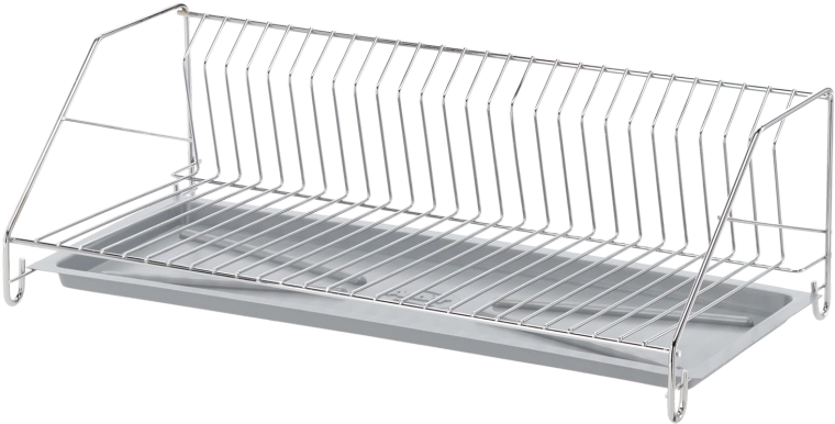 En-etagers opvaskestativ 50 cm, forkromet metal med silikonebakke