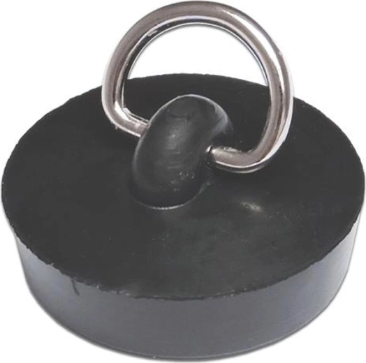 Gummiprop til afløb 39 mm, sort med metaløje