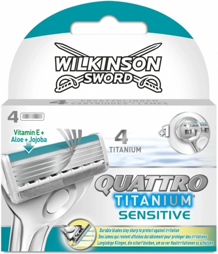 Wilkinson Quattro Titanium Sensitive udskiftningshoveder 4 stk