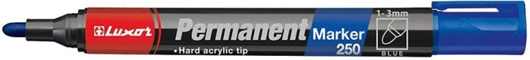 Permanent marker LUXOR 250 blå, rund spids 2–3 mm
