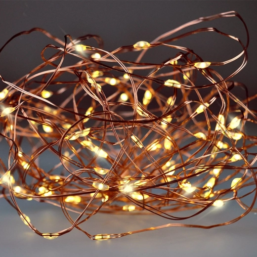 Solight jule-LED-lyskæde på kobbertråd, 10 m, 100 mini-LED'er, varm hvid