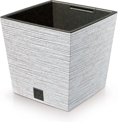 Furu Square Low Eco Wood urtepotte med indsats 29,5 cm – hvid