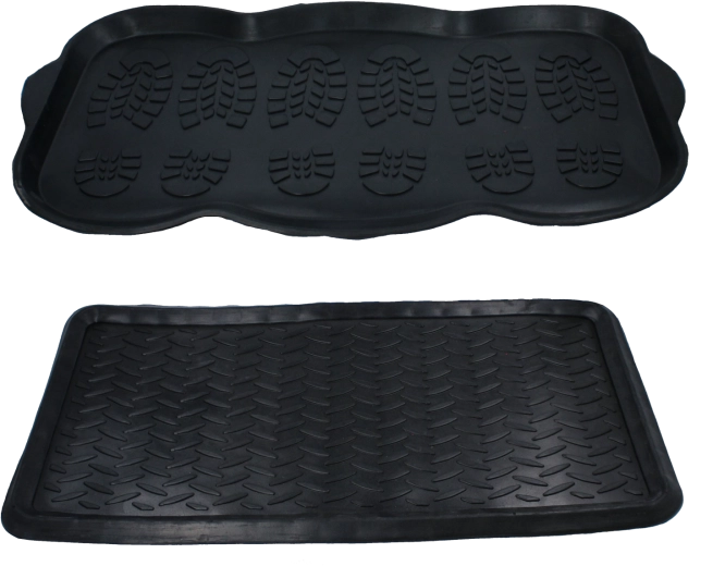 Gummi rektangulær måtte med drypbakke 70 × 40 cm sort