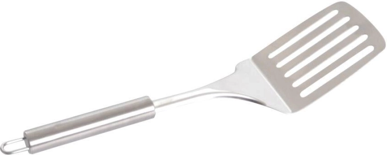 Rustfri stål perforeret vendespatel 33,5 cm med ophængsøje