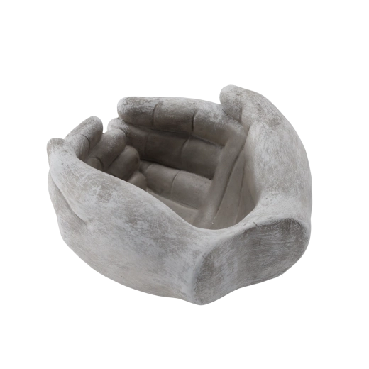 Cementblomsterkrukke i form af hænder, grå, 20 × 20 × 11,5 cm