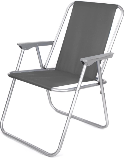 Sammenklappelig havestol i metal og tekstil, antracit