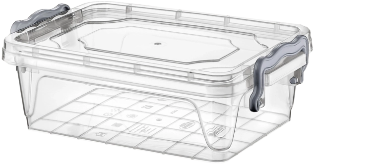 Plast opbevaringsboks 2 l med klipslåg, transparent