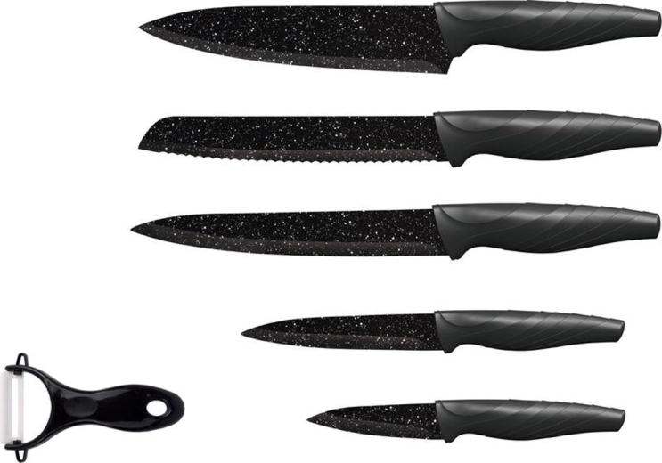 Sæt køkkenknive TORO 5 stk. med marmoreret non-stick overflade + keramisk skræller