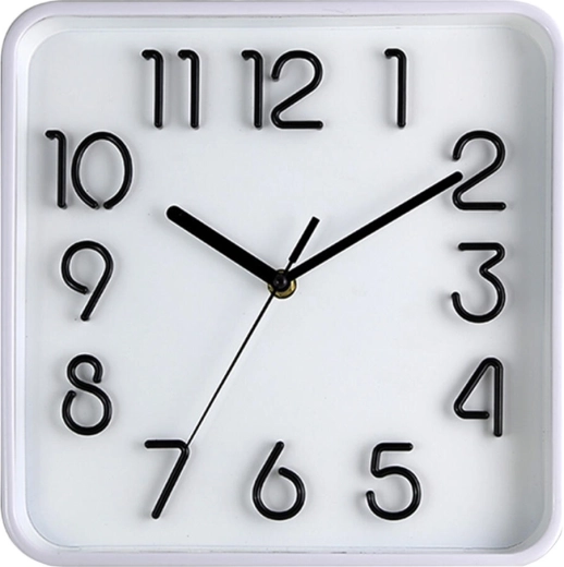 Vægur 25,3 × 25,3 cm med 3D skive – hvid ramme