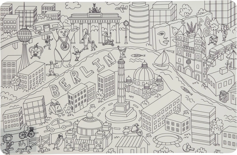 Plastdækkeservietter Byer 43,5 × 28,5 cm, mix af 4 dekorer