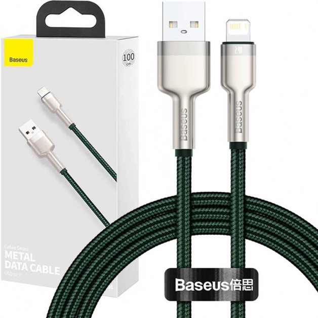 USB-kabel Lightning BASEUS Cafule 1 m, 2,4 A – grøn