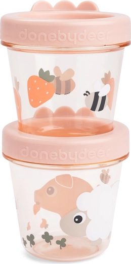 Done by Deer bøtter til babymad Tiny farm, pink, 2 stk.