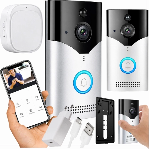 Intelligent trådløs videodørklokke med kamera og Wi‑Fi (PIR) - 1 stk.