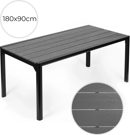 MultiGarden havebord 180 × 90 cm med bordplade i grå trælook