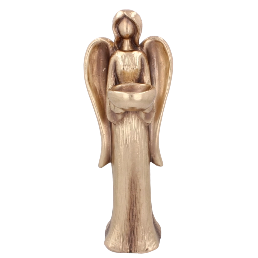 Guldfarvet stående engel statue 42,5 cm – elegant indretningsdekoration