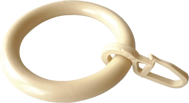 Gardinstangringe med krog, beige (10 stk)