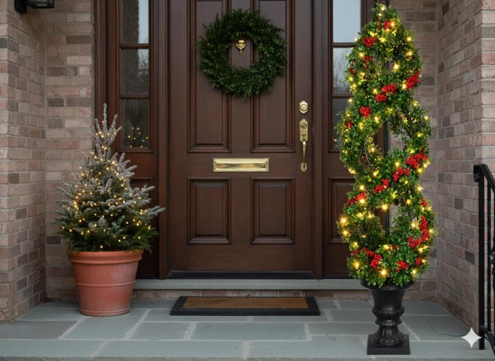 Juletræ med LED-belysning 150 cm med rønnebær