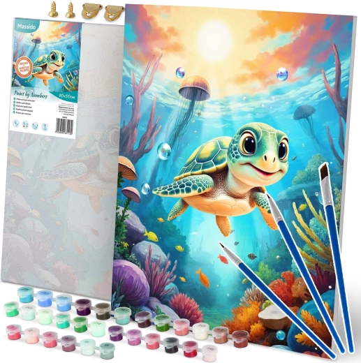 Maling efter tal 40×50 cm Massido lille skildpadde