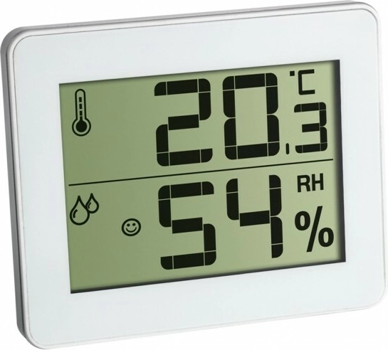 Digitalt termometer og hygrometer TFA, hvid