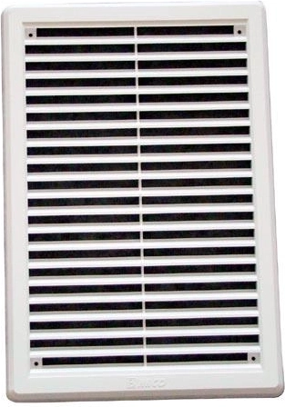 Ventilationsrist med net 200 × 300 mm hvid