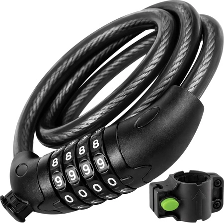 TRIZAND cykellås med talkode, stålkabel 120 cm, 13,5 mm