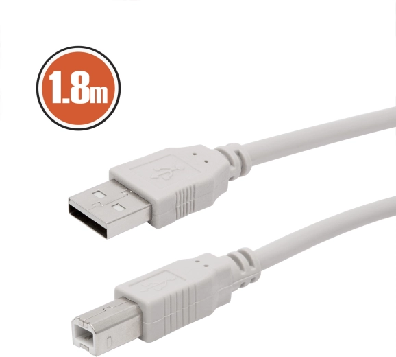USB 2.0-kabel til printere og scannere, 1,8 m, gråt