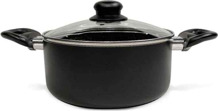 Kasserolle med glaslåg Kitchisimo Nero 20 cm, 2,5 l