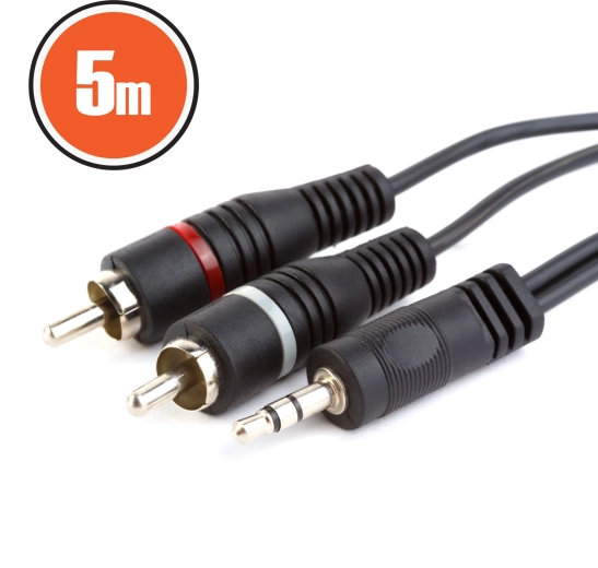 RCA-lydkabel til 3,5 mm stereojack, 5 m