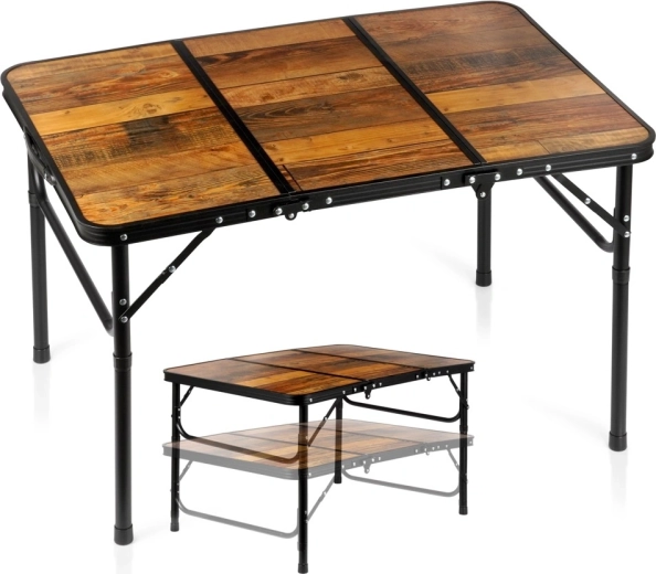 Sammenklappeligt campingbord Vilde 2-i-1 med justerbar højde 90 × 60 cm