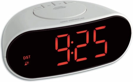 Digitalt radiostyret vækkeur TFA med lysende cifre, hvid