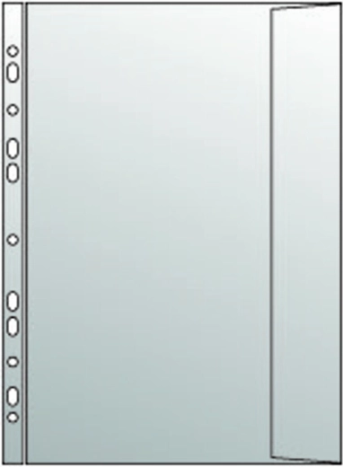 Gennemsigtig dokumentlomme A4 med flap og eurohuller, PP 120 mikron, prikket struktur