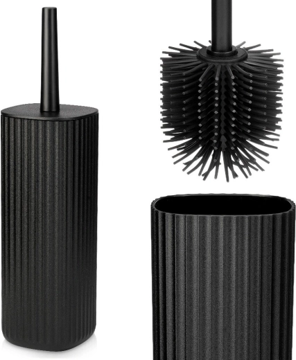 Silikone-toiletbørste med holder Vilde sort 36 cm – 1 stk.