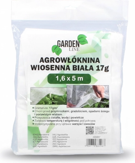 Havestoff af ikke-vævet materiale forår hvid 1,6 × 5 m, 17 g/m²