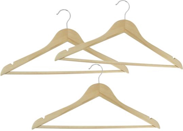 Træbøjler til tøj TORO, sæt 3 stk.