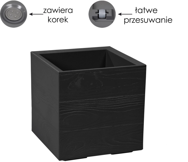 Lamela KARO plantekasse med betonlook 30 × 30 × 30 cm, sort