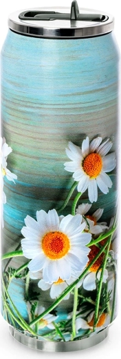 Termokop i dåseform med blomster 500 ml