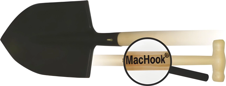 Spidsspade med træ T-greb MacHook 90 cm