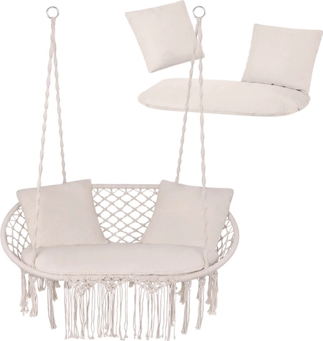 Cremefarvede puder til dobbelt hængestol storkerede GARDLOV