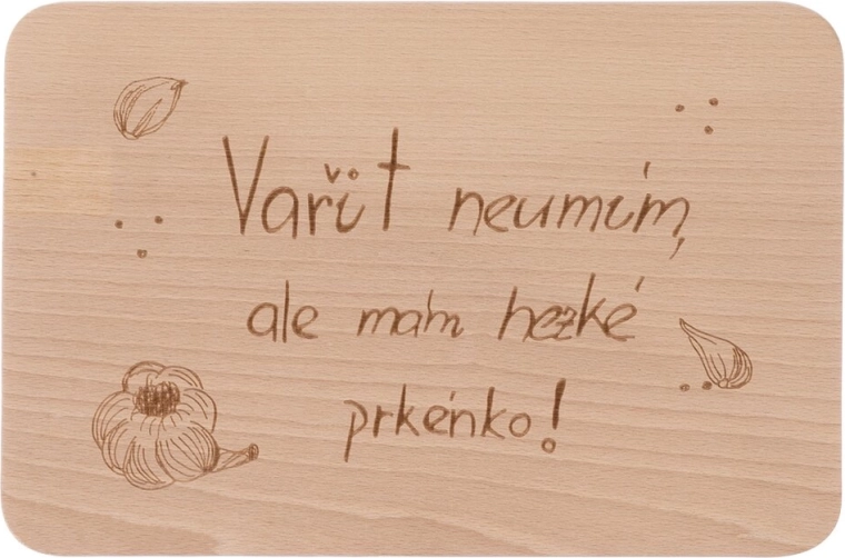 Træskærebræt med teksten „Jeg kan ikke lave mad“ 30 × 20 cm