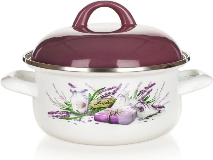 Lavender emaljekasserolle 16 cm (1 l) med låg