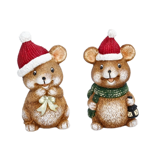 Juledekorationsfigur med hamster - 1 stk.