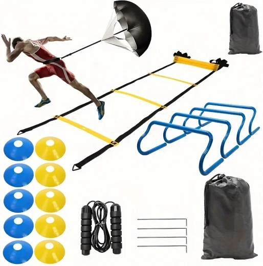 Stor træningspakke – koordinationsstige, kegler og miniforhindringer XXL