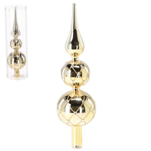 Gylden glas-topstjerne til juletræ 30 cm