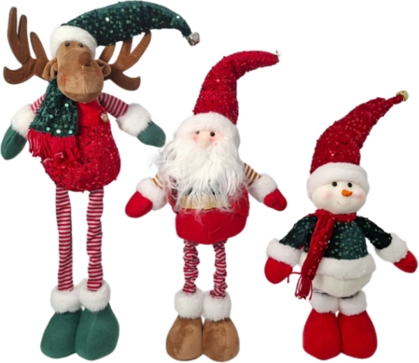 Julemaskot med teleskopben – Julemand, rensdyr eller snemand