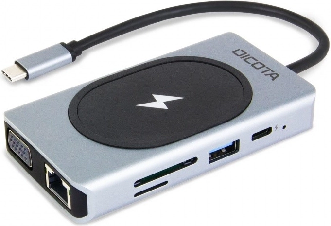 DICOTA USB‑C 10-i-1 hub med trådløs opladning 4K og PD 100 W